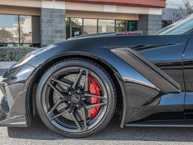 2019 CHEVROLET CORVETTE C7 ZR1 CARBON FIBER FRONT BUMPER VENT BROWS INSERTS (PAIR)